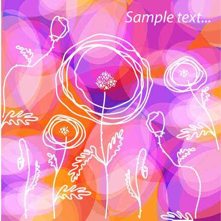 Modern floral background - blooming poppiesのイラスト素材