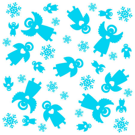 Christmas pattern. Angels and snowflakes. Vector seamless template.のイラスト素材