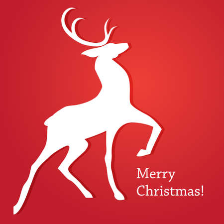 The traditional Christmas card with reindeer. Merry Christmas!のイラスト素材