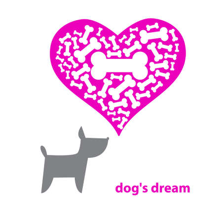 Contemporary illustration - Dog Dreaming About A Bone.のイラスト素材