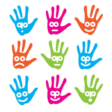 Emotions on the palms. Funny collection of icons.のイラスト素材