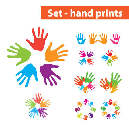 Set of colorful hand prints. Options.のイラスト素材