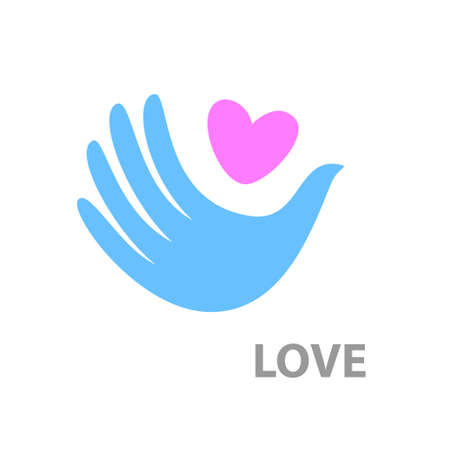 heart and a dove. Pigeon-hand. Vector ideaのイラスト素材