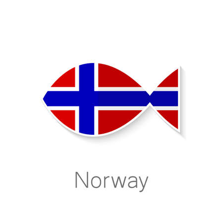 Flat icon - Norway fish - fish shape in the color of the flag of Norway.のイラスト素材