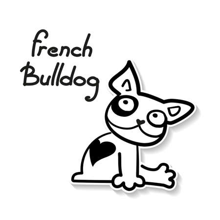 Funny French Bulldog - funny sketch illustration. のイラスト素材