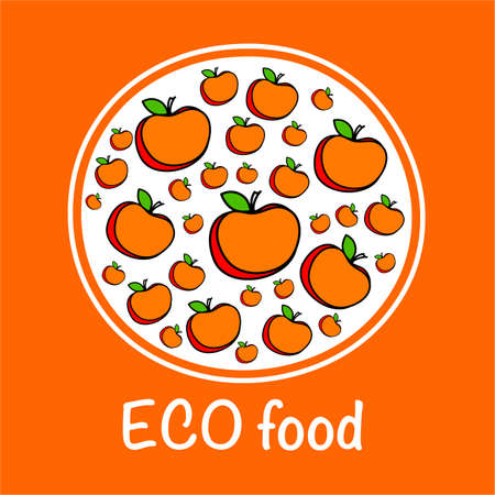 Eco food - the symbolic plate with apples のイラスト素材