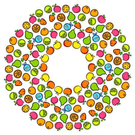 Healthy food - fruit, vegetables, fish.のイラスト素材