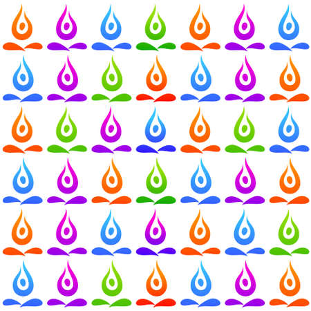 Yoga pattern - colored symbols lotus pose on a white background. のイラスト素材