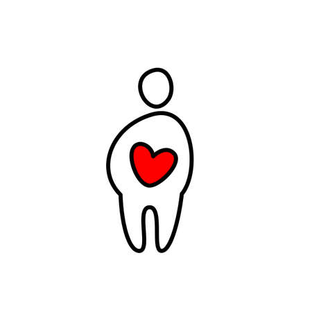 man in love with red heartのイラスト素材