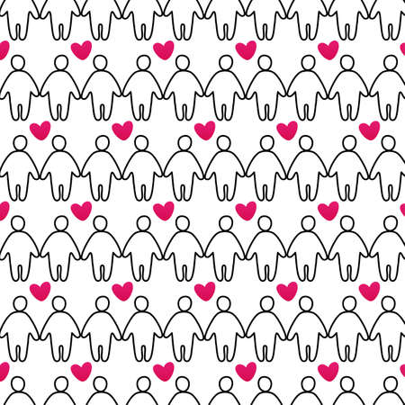 people with heart - seamless patternのイラスト素材