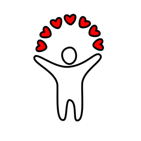 man in love with red heartのイラスト素材