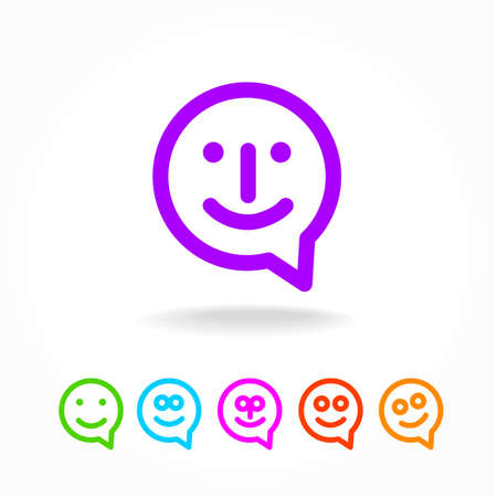Happy smile - face chat speech bubble icon. Template for design.のイラスト素材