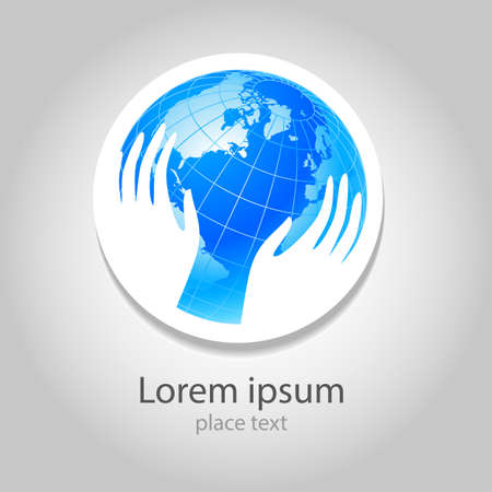 Earth in hands - template logo . The design concept of the sign.のイラスト素材