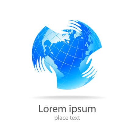 Earth in hands - template logo . The design concept of the sign.のイラスト素材