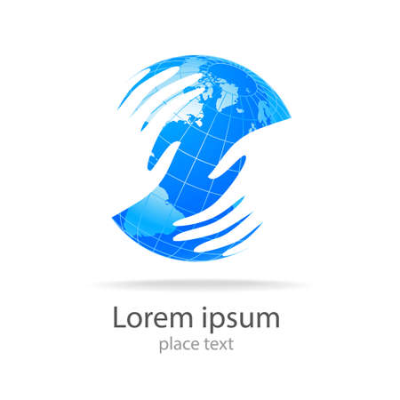 Earth in hands - template logo . The design concept of the sign.のイラスト素材