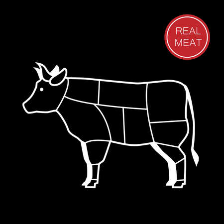 meat - a template for the sign, logo or icon, or a grocery store meat, the designation of meat products.のイラスト素材