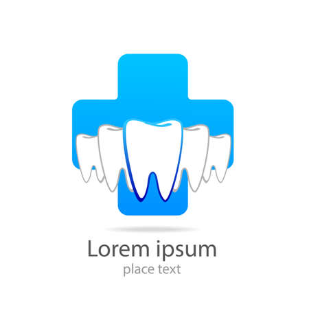 Stomatology sign. Dental Clinic Logotype concept. Dentist Logo tooth shape design vector template.のイラスト素材