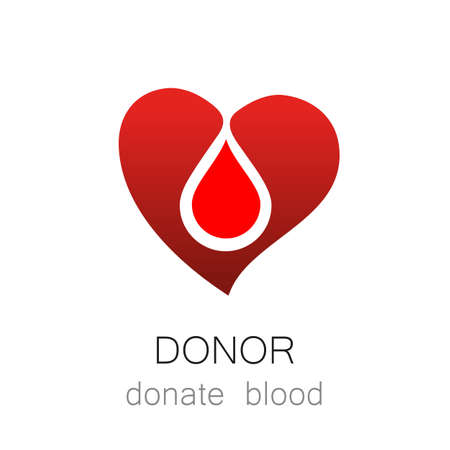 Donor - Donate blood. Template for design. Medicine Cardiology Donor Healthy concept icon. World blood donor day - 14 June. Heart and blood drop illustration.のイラスト素材