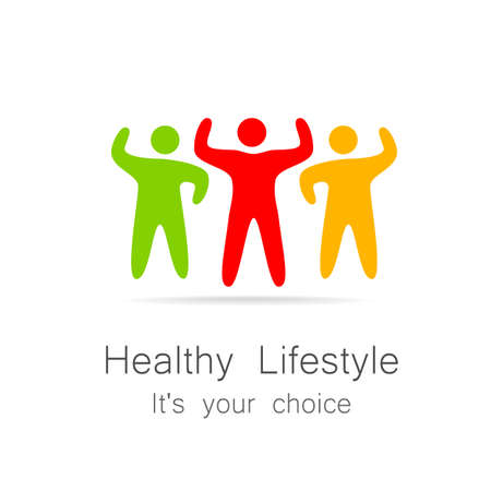Healthy lifestyle - template for  of sports club, sporting goods, diet, health centers , etc.のイラスト素材