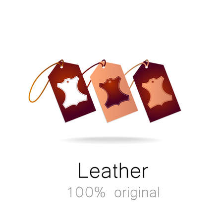 Leather - 100% original. Template sign for the label, advertising, products made of leather.のイラスト素材