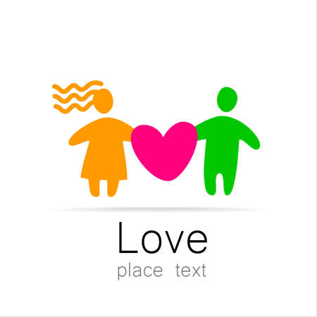 Love couple - a sign of the lovers. The idea for the . Marriage st. Valentine\'s day icon.のイラスト素材
