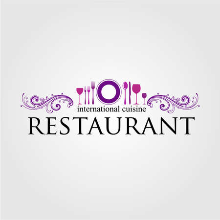 Restaurant  - idea for the sign  label elementのイラスト素材