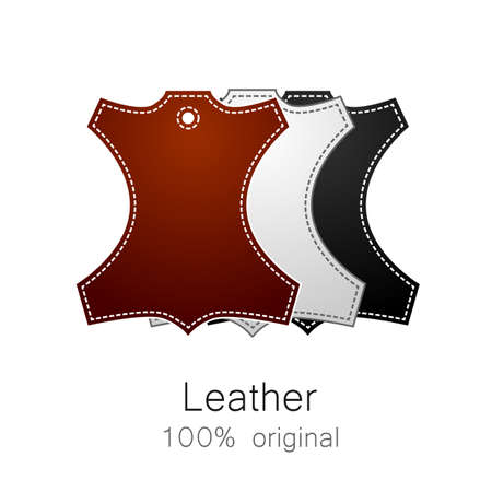 Leather - 100% original. Template sign for the label, logo, advertising, products made of leather.のイラスト素材