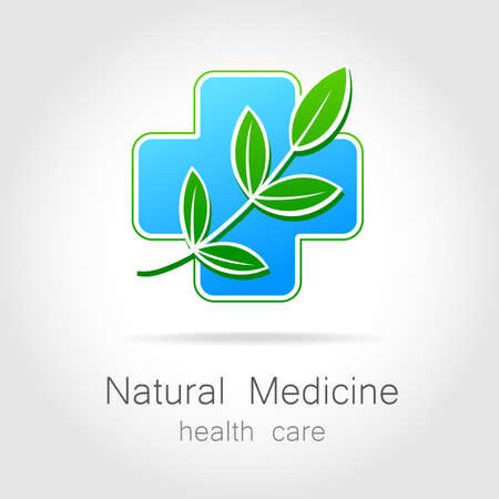 Natural medicine - a sign of eco bio treatment. Template for logotype alternative medicine, eco medicines, bio supplements, homeopathy, etc.のイラスト素材