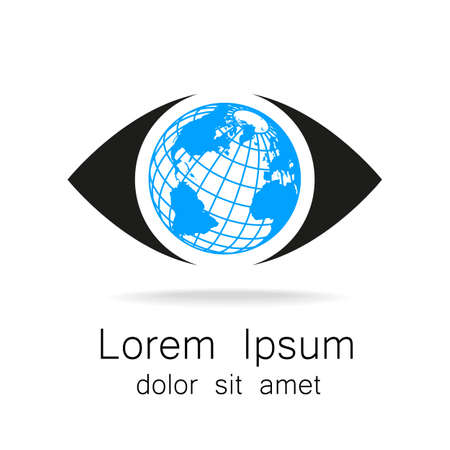 Sign of eye with globe inside. Template logo for the company, association, foundation, association.のイラスト素材