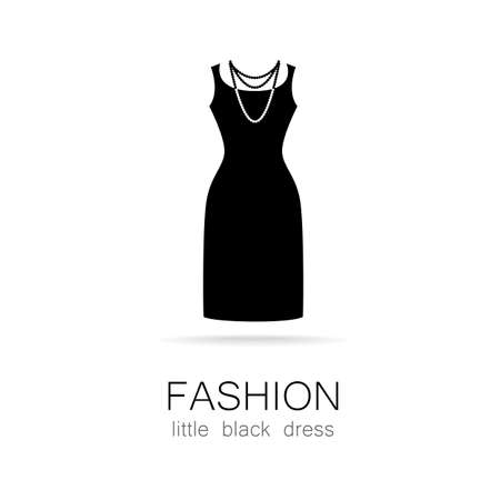 Black dress - classic fashion. Template logo for a clothing store, women's boutique brand women's dresses.