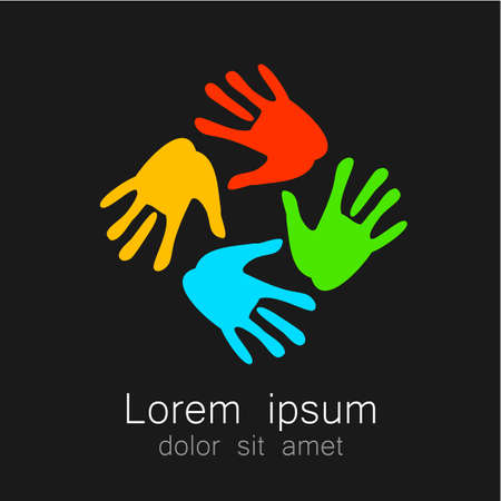 Hands - template logo for the team, fund, association, community. Graphic idea for a company or a social project.のイラスト素材