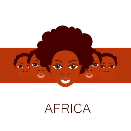 Portrait of Africans. Template design idea for the illustrations, posters on African themes.のイラスト素材