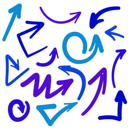 Isolated arrows sketch set on background. Pointers, directions, right, left etc.のイラスト素材