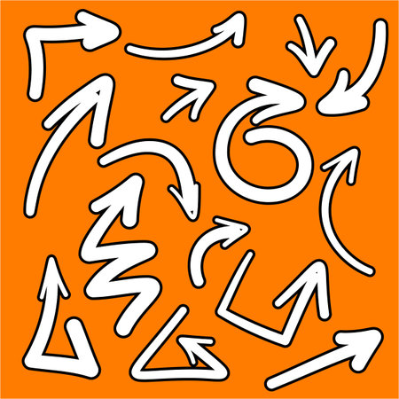 Isolated arrows sketch set on background. Pointers, directions, right, left etc.のイラスト素材