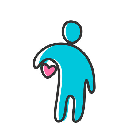 Person with a heart - the idea of a template or icon.のイラスト素材