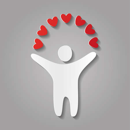 Love. Paper person and heart - design template.のイラスト素材