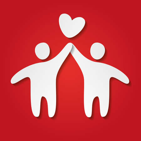Love. Paper person and heart - design template.のイラスト素材