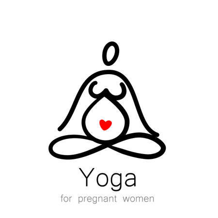 Mom. Yoga for pregnant women symbol. Icon symbol designのイラスト素材