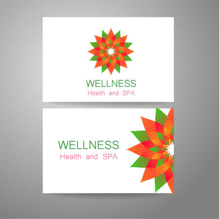 Wellness logo. Template design corporate identity for yoga studios, recreation center, organic food store, natural cosmetics manufacturer, beauty salon, spa and others.のイラスト素材