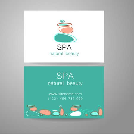 Spa - a beauty salon. Stone pyramid as a symbol - of balance and harmony. Template Logo Design for beauty salon, spa center, beauty treatments, massages etc..のイラスト素材