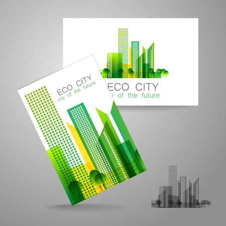Eco city - logo. Template concept of corporate identity.のイラスト素材