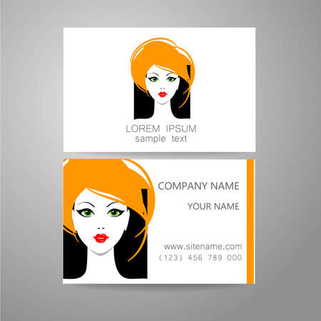 Hair salon, hairdresser - template logo. Branded business card hair stylist.のイラスト素材