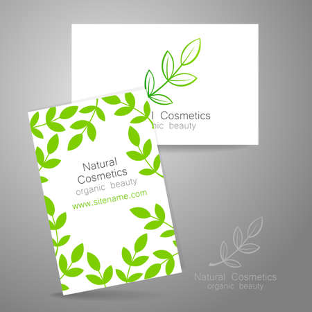Natural cosmetics logo. Template design for organic bio products. Presentation of the business card.のイラスト素材