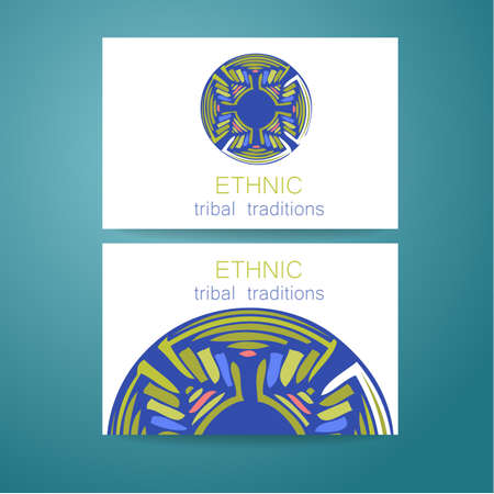 Ethnic logo - a traditional symbol. Template design of corporate identity in the traditional style of ethnic shops, yoga studios, a center of cultural development, organic food store, natural cosmetics manufacturer and others.のイラスト素材