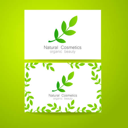 Natural cosmetics logo. Template design for organic bio products. Presentation of the business card.のイラスト素材
