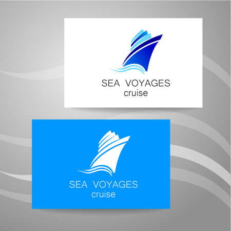 Sea cruise - logo. Design of the presentation of corporate identity on the example of a business card.のイラスト素材