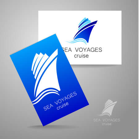 Sea cruise - logo. Design of the presentation of corporate identity on the example of a business card.のイラスト素材