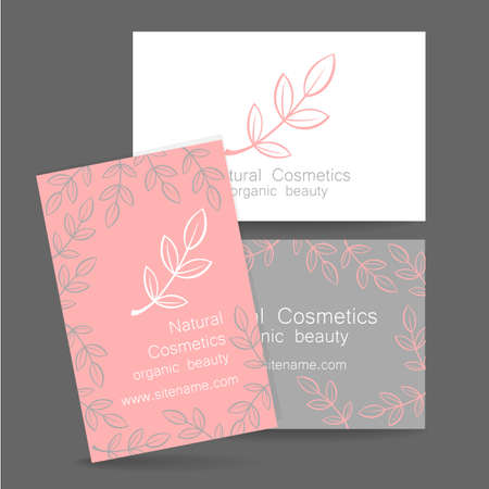 Natural cosmetics logo. Template design for organic bio products. Presentation of the business card.のイラスト素材