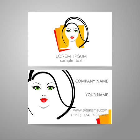 Hair salon, hairdresser - template logo. Branded business card hair stylist.のイラスト素材