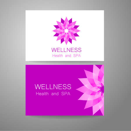 Wellness logo. Template design corporate identity for yoga studios, recreation center, organic food store, natural cosmetics manufacturer, beauty salon, spa and others.のイラスト素材